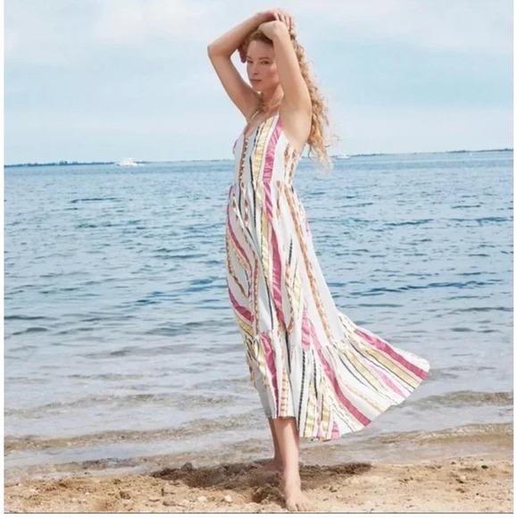 J. Crew Dresses & Skirts - J Crew Candy Ribbons Stripe Tiered Midi Dress Seersucker Size 0